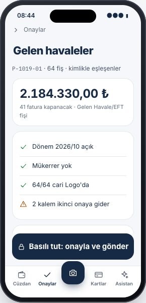 Mobil onay ekranı (örnek veri)